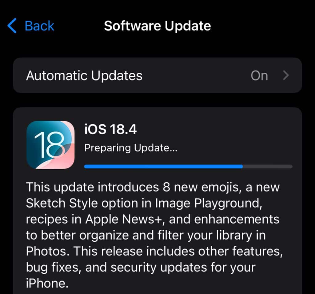 Apple's latest iOS 18.4 update
